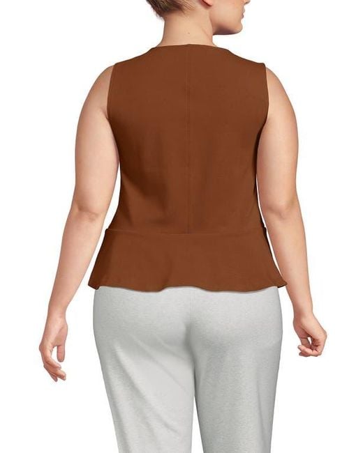 Lands' End Brown Sleeveless Starfish Peplum Top