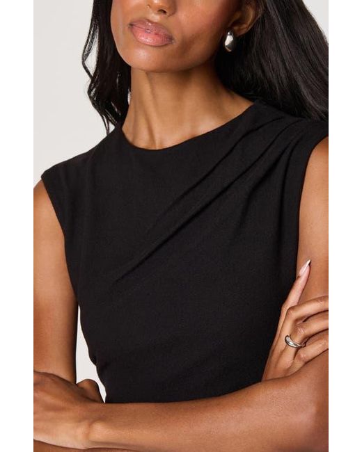 Astr Black Drape Sleeveless Midi Dress