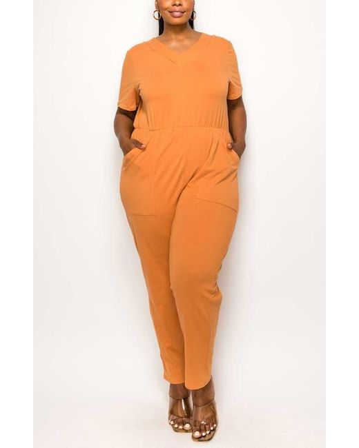 L I V D Orange Gineva Pocket V-Neck Jumpsuit
