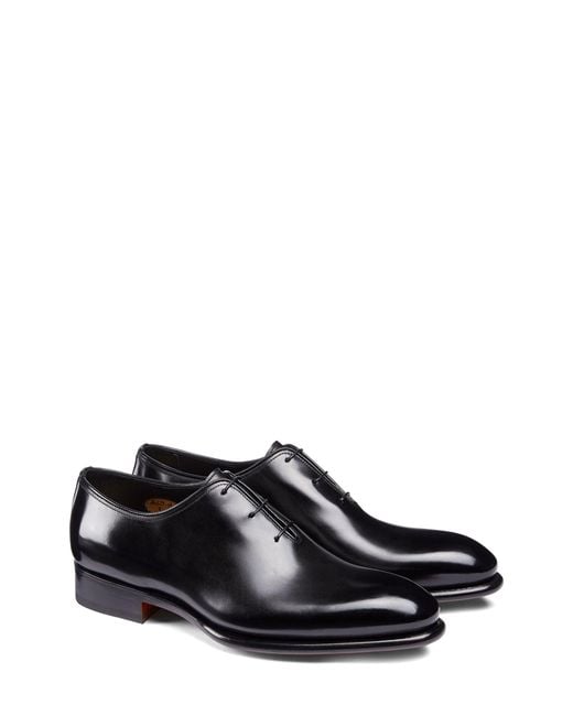 Santoni Black People Plain Toe Derby for men