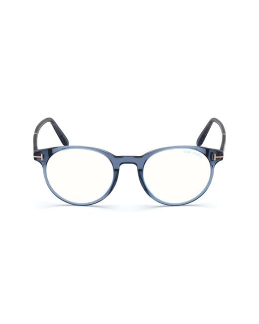 Tom Ford Brown 49Mm Round Light Blocking Glasses for men