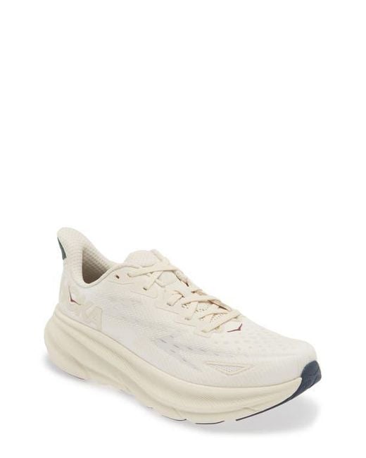 Hoka One One White Clifton 9 Running Shoe for men