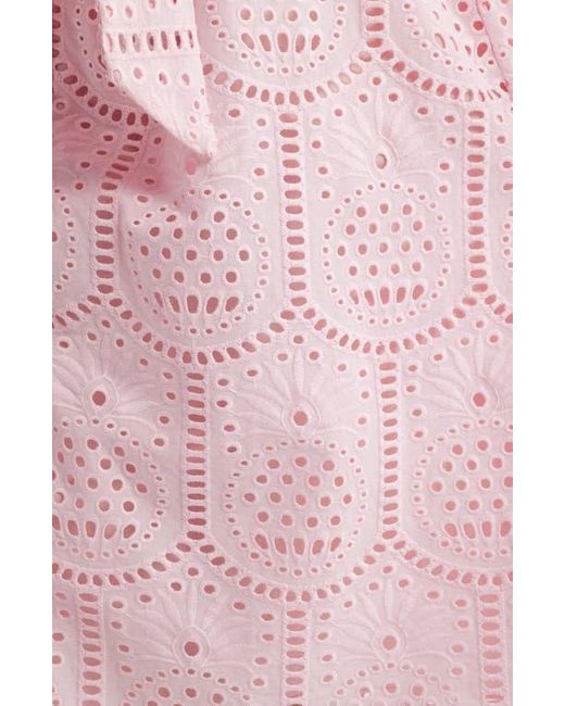 Lilly Pulitzer Pink Eira Eyelet Tie Waist Long Sleeve Maxi Shirtdress