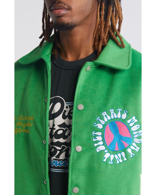 DIET STARTS MONDAY Green Arts District Wool Blend Varsity Jacket for men