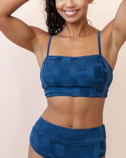 Nanis Blue Squared Surf Crop Top
