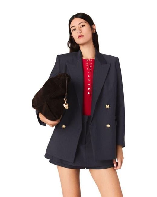 Maje Blue Blazer With Buttons