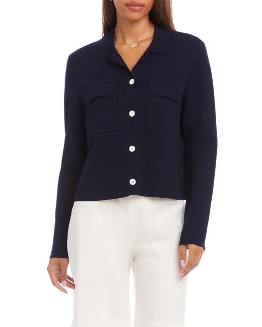 Karen Kane Blue Collared Sweater Jacket