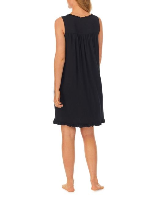 Eileen West Sleeveless Short Jersey Nightgown in Black