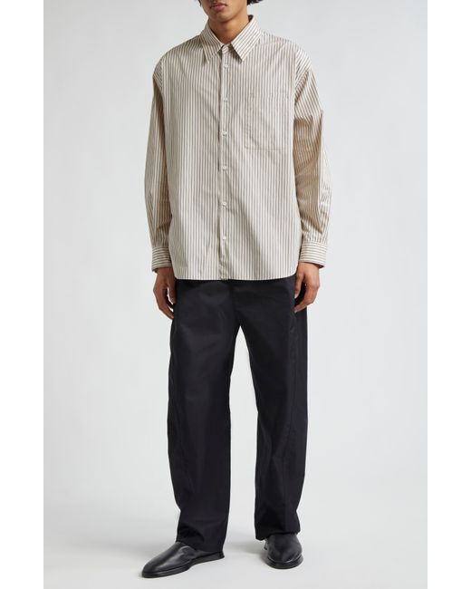 Lemaire Gray The Double Pocket Relaxed Fit Stripe Button-up Shirt for men