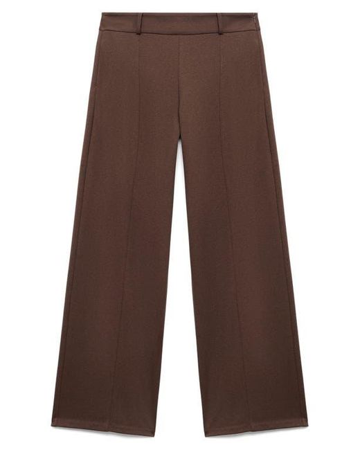 Mango Brown High Waist Straight Leg Pants