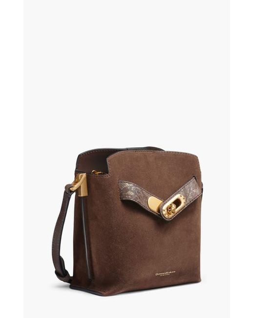 Donna Karan Brown Bridgehampton Python Suede Small Crossbody