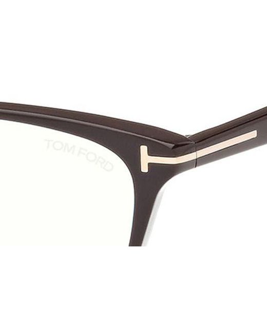 Tom Ford Brown 56Mm Cat Eye Light Blocking Optical Glasses