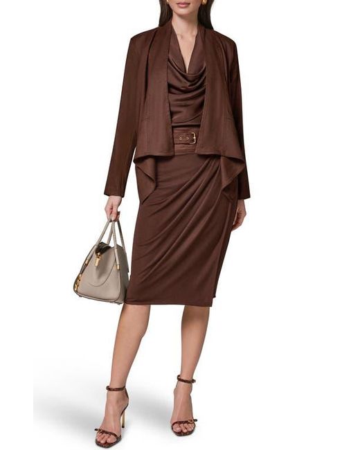 Donna Karan Brown Drape Front Jacket