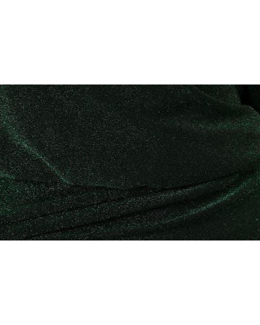 Petal & Pup Green Santiago Metallic Side Tie One-Shoulder Midi Dress