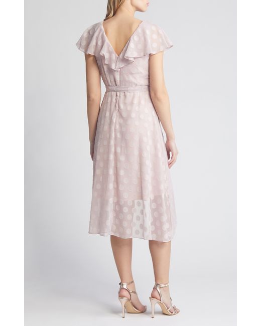 Julia Jordan Pink Flutter Sleeve Tie Waist High-low Midi Dress