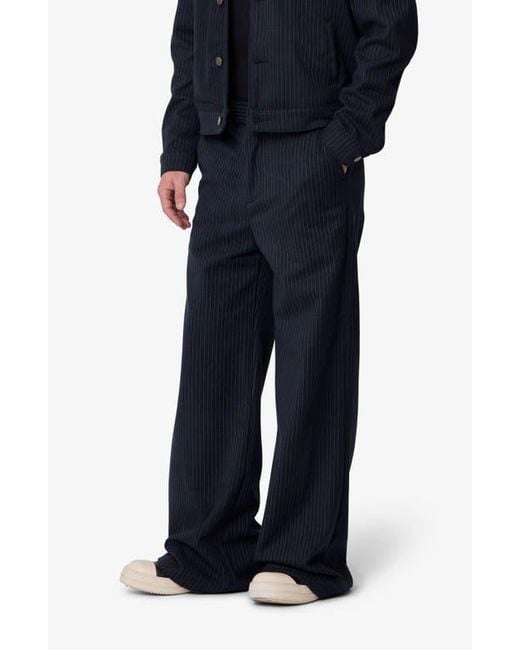MNML Blue Pinstripe Bootcut Pants for men