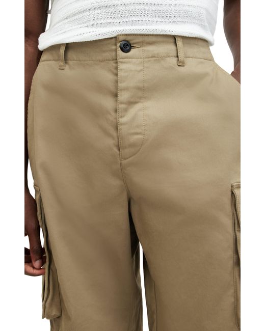AllSaints Natural Slane Stretch Twill Cargo Shorts for men
