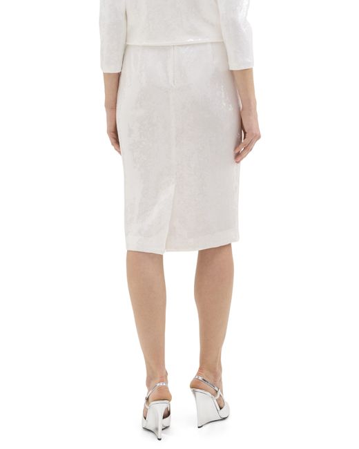 Theory White Sequin Slim Fit Pencil Skirt