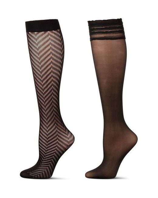 Memoi Black Assorted 2-Pack Knee High Socks
