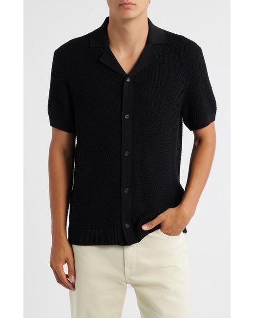 Boss Black Iconico Textured Knit Camp Shirt for men