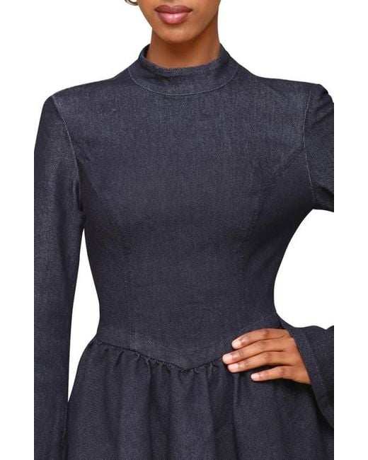 Avec Les Filles Blue Long Sleeve Denim Minidress