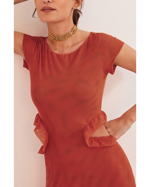 ViX Red Evie Ruffle Cutout Cover-up Maxi Dress