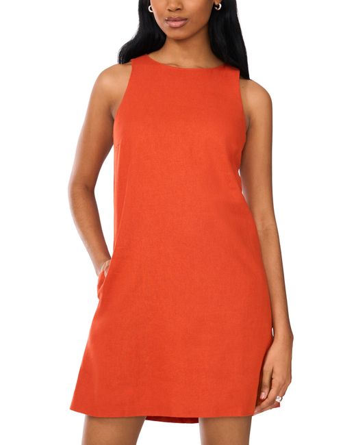 Halogen® Orange Halogen(r) Sleeveless Linen Blend A-line Dress