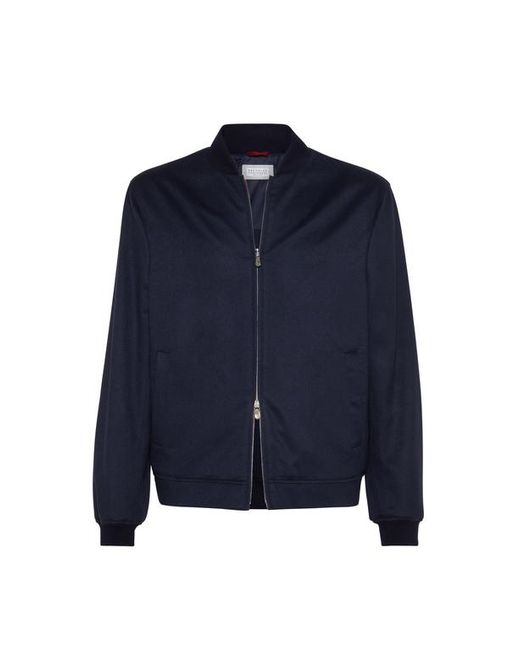 Brunello Cucinelli Blue Cashmere Bomber for men