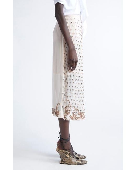 Dries Van Noten Natural Sokna Embellished Midi Skirt