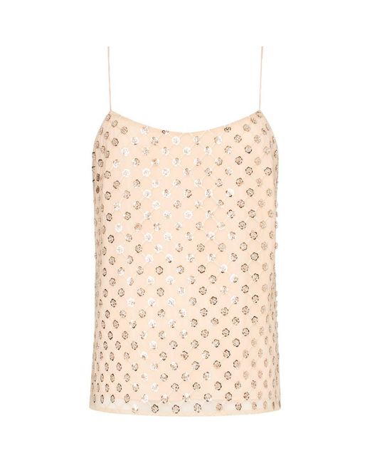 MILLY Natural Rylan Sequin Embroidered Camisole