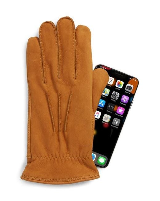 Ugg Brown Three-Point Leather Tech Gloves for men