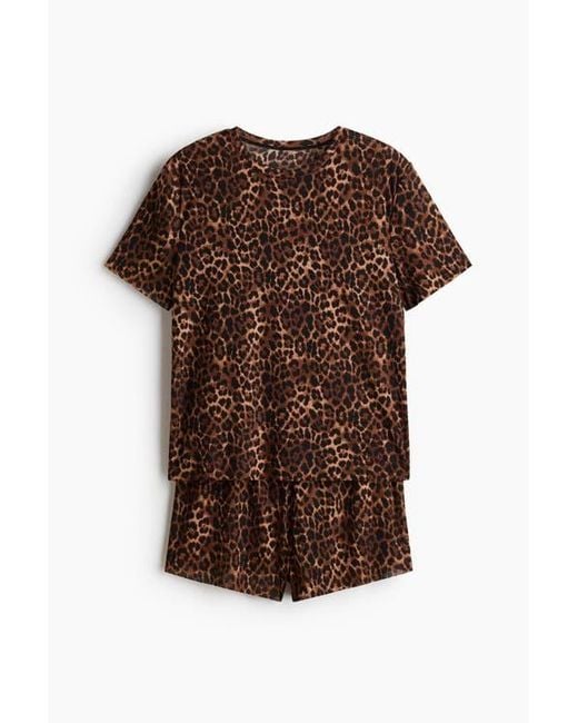 H&M Brown Printed Pyjamas