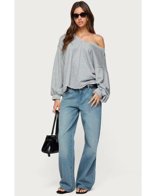 Edikted Gray Winfred Oversize One-Shoulder Sweatshirt