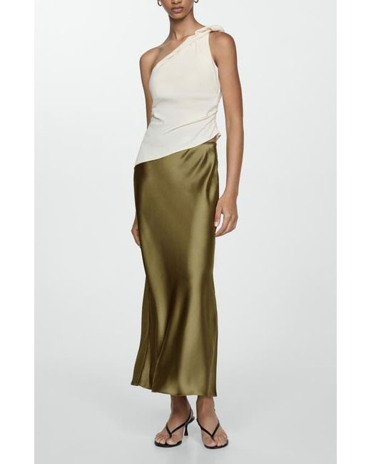 Mango satin wrap midi skirt best sale