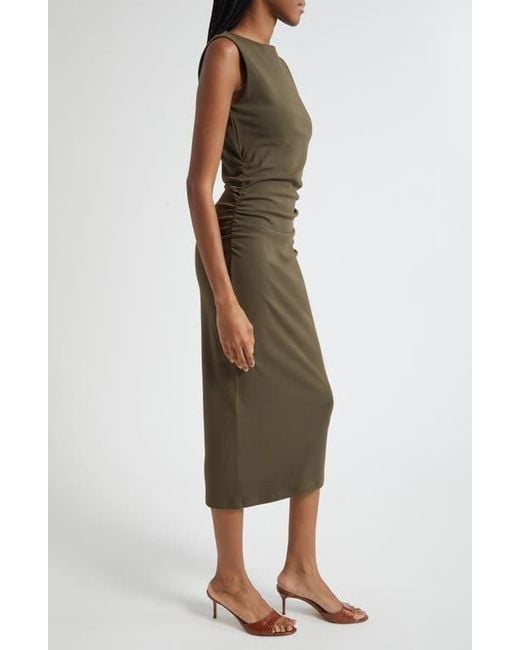Veronica Beard Green Charissa Sleeveless Stretch Cotton Midi Dress