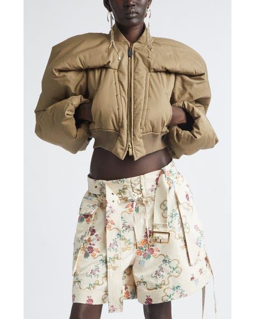 McQueen Green Crop Bomber Jacket
