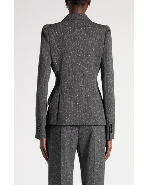 McQueen Gray One-Button Puff Sleeve Stretch Wool Jacket