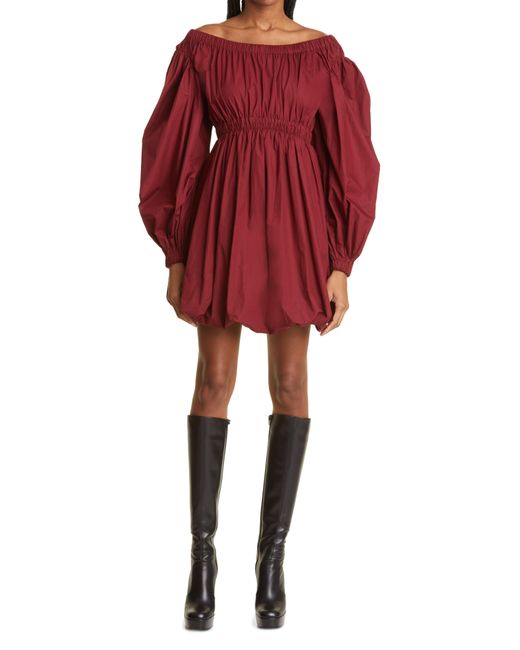 Ulla Johnson Martine Long Sleeve Cotton Dress In Bordeaux Red Lyst