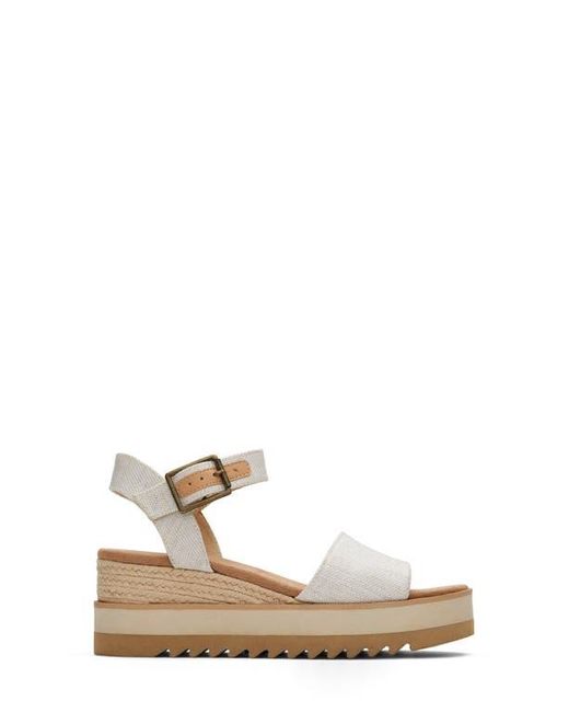 TOMS Metallic Diana Canvas Platforms Wedge Sandals