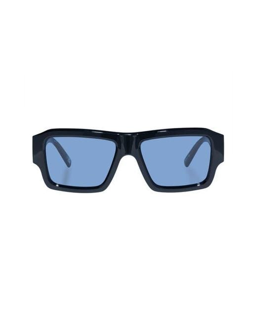 Le Specs Blue Polygraph 55Mm Rectangular Sunglasses