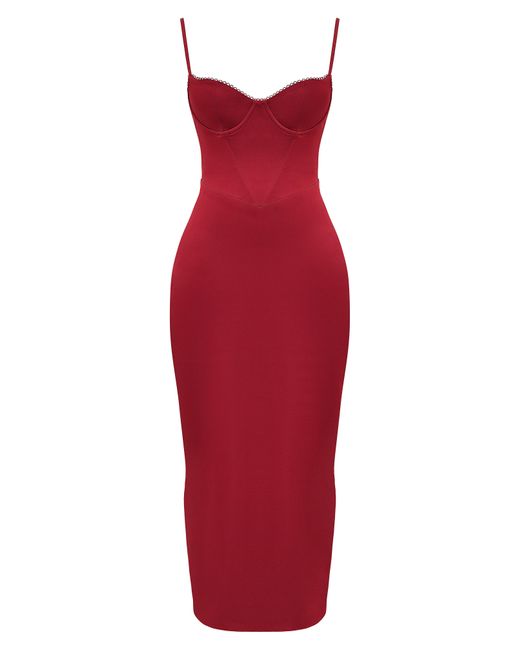 House Of Cb Red Stefania Underwire Corset Bodice Satin Gown