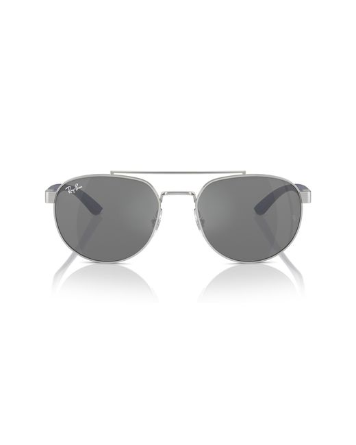 Ray-Ban Gray 56mm Round Metal Sunglasses for men