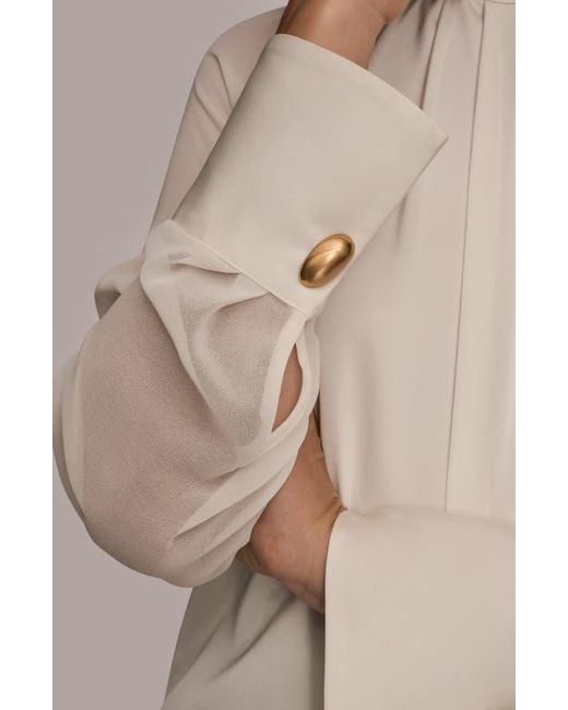 Donna Karan Natural Pleated Sheer Sleeve Top