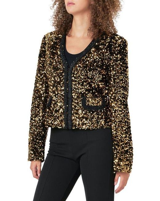 Endless Rose Black Sequin Padded Shoulder Jacket