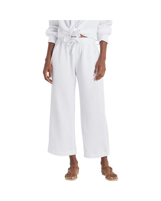 Splendid White Adele Cotton Gauze Drawstring Pants