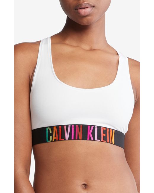 Calvin Klein Blue Logo Band Racerback Cotton Blend Bralette
