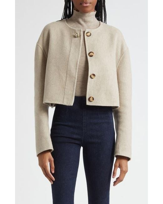 Veronica Beard Blue Philips Crop Wool Blend Jacket