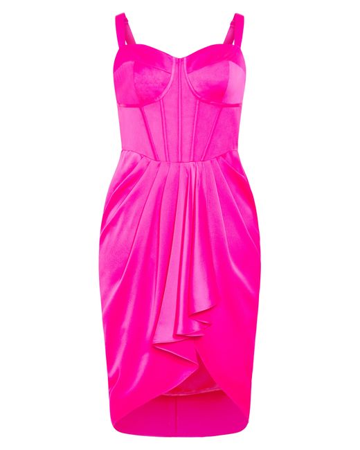 City Chic Pink Sloane Satin Corset Dress