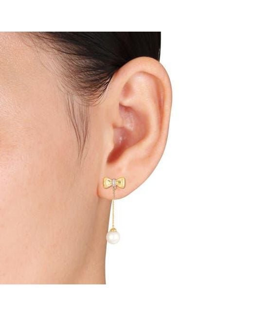 Julianna B Metallic Cultured Pearl & Diamond Dangle Earrings 10K