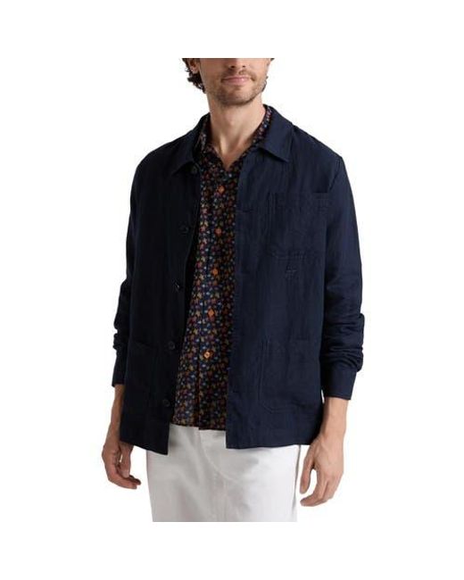 Vilebrequin Blue Linen Solid Overshirt for men